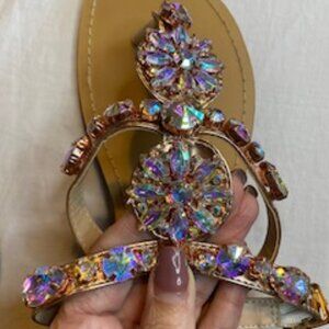 ✨ VENUS Rose-Gold Gemstone Wedge Sandals